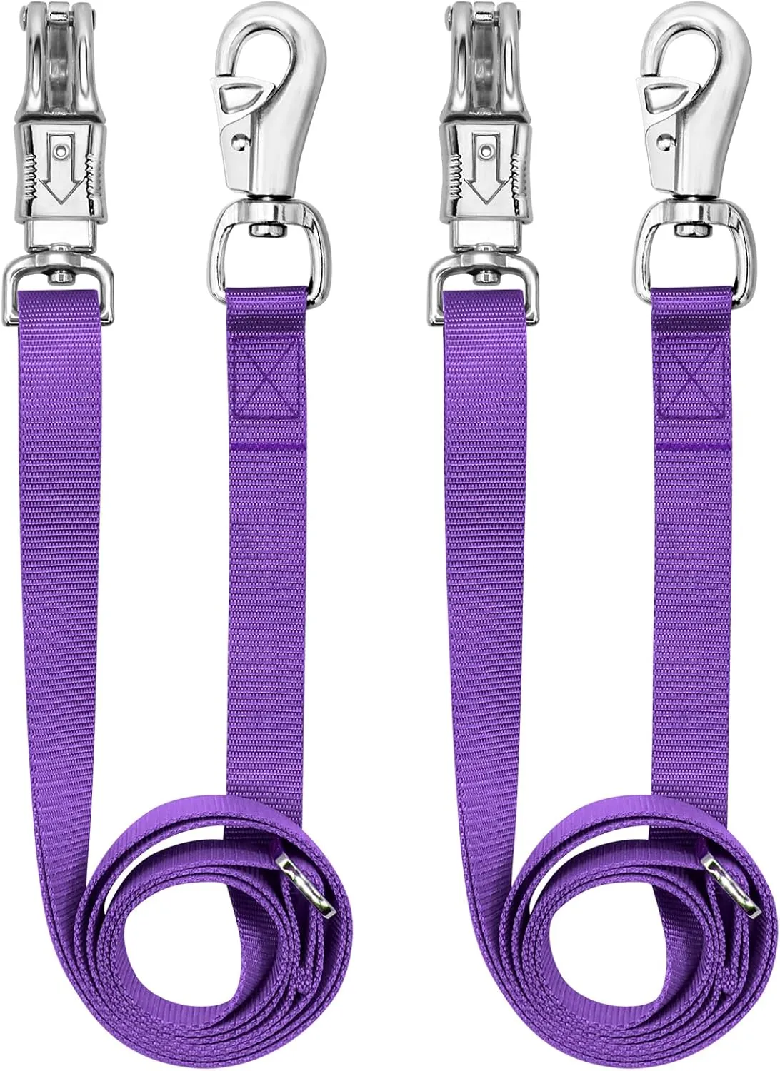 Cross Ties for Trailers, Heavy Duty Nylon with Strong Panic Snap and Bull Snap, Adjustable Length 45.2" to 78.7", Professional Horse Supplies (Purple)