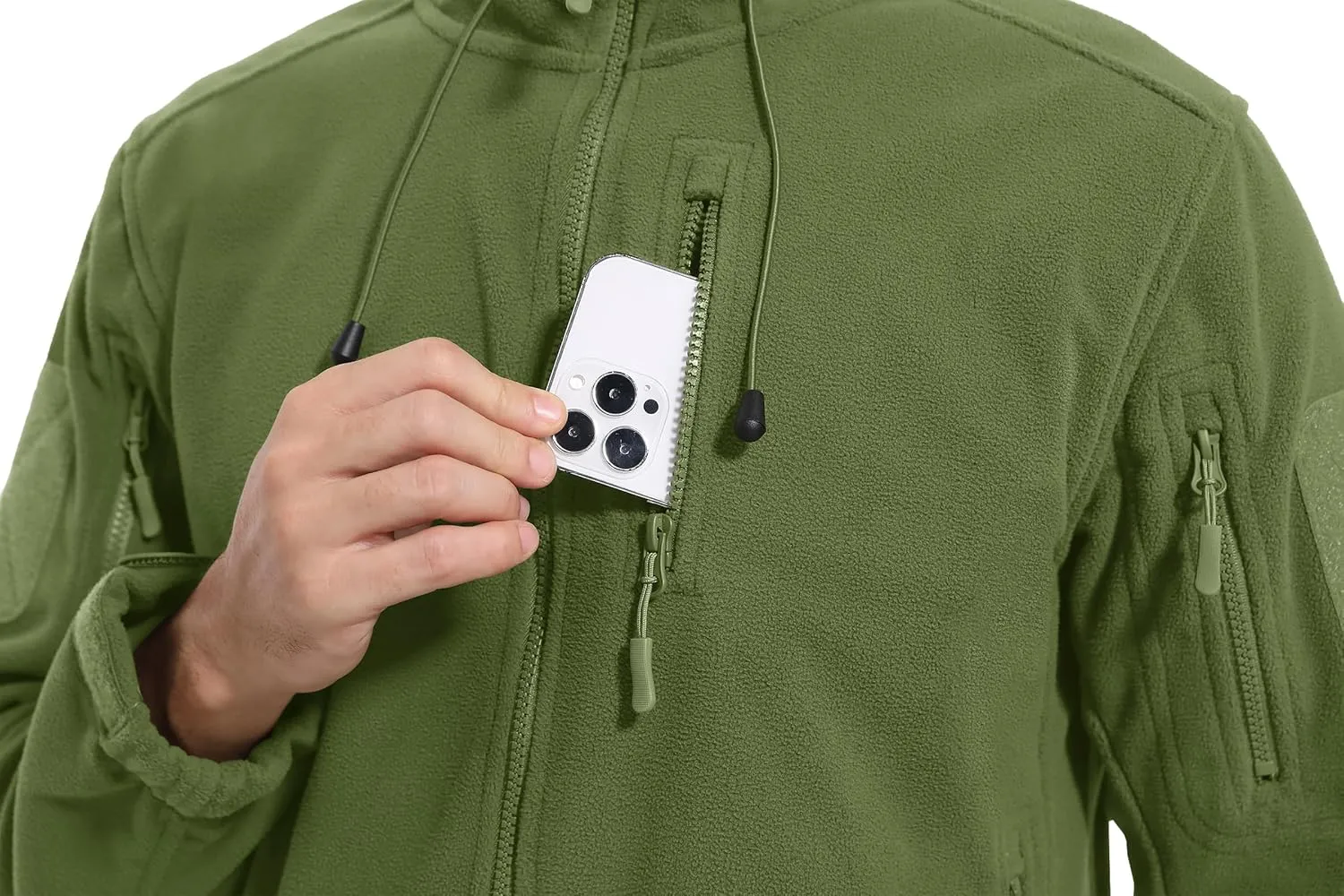 CRYSULLY Men's Fleece Hoodie Jacket Winter Tactical Military Windproof Jackets Coat