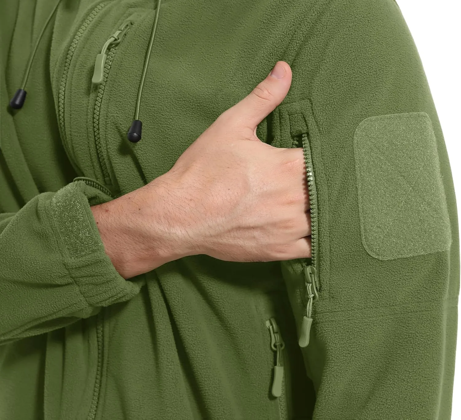 CRYSULLY Men's Fleece Hoodie Jacket Winter Tactical Military Windproof Jackets Coat
