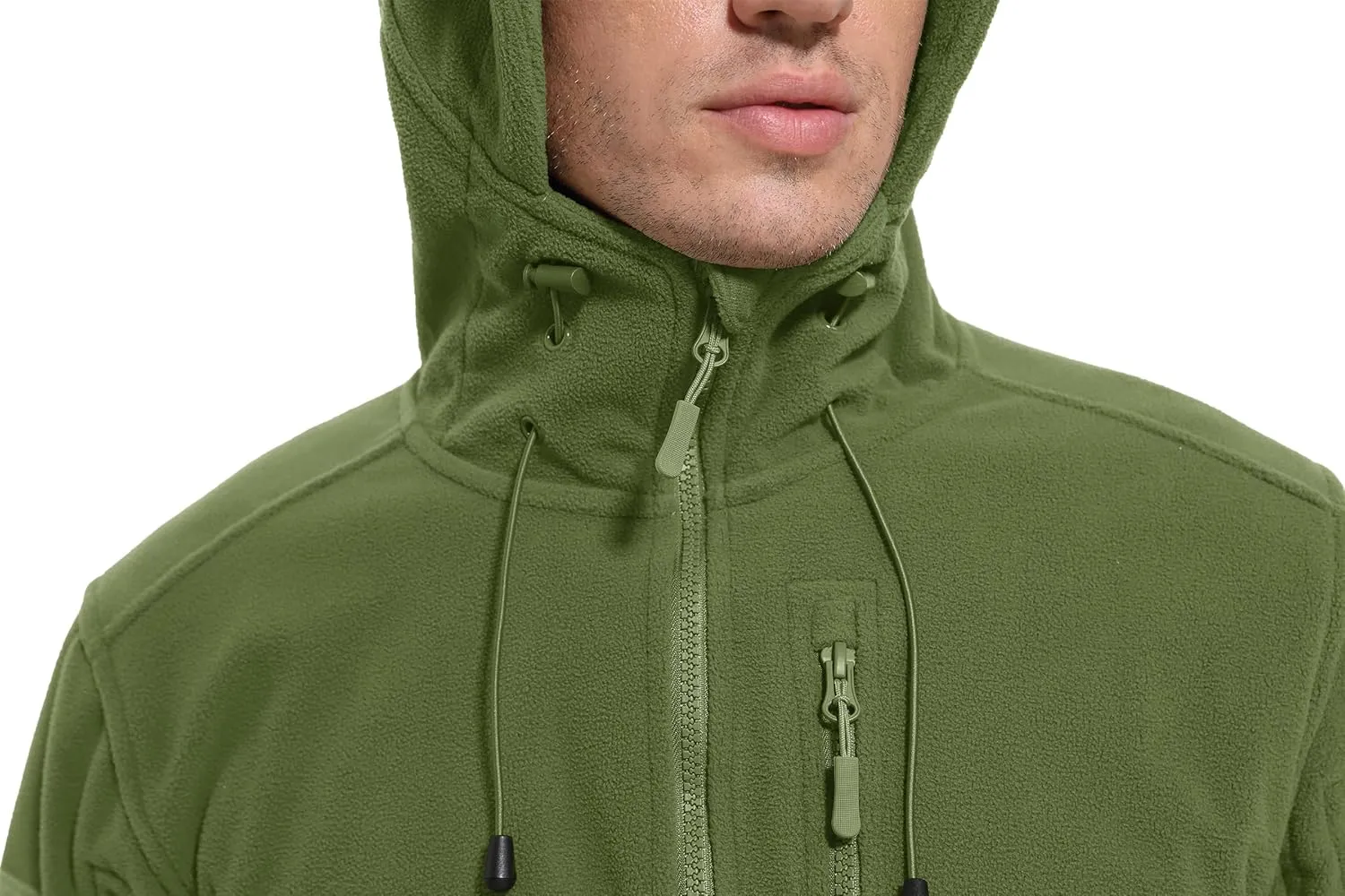 CRYSULLY Men's Fleece Hoodie Jacket Winter Tactical Military Windproof Jackets Coat