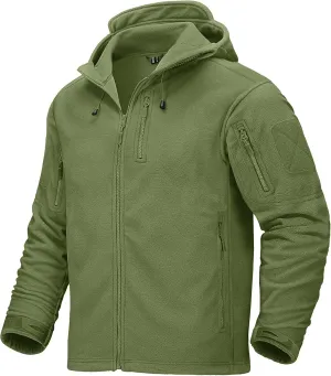 CRYSULLY Men's Fleece Hoodie Jacket Winter Tactical Military Windproof Jackets Coat