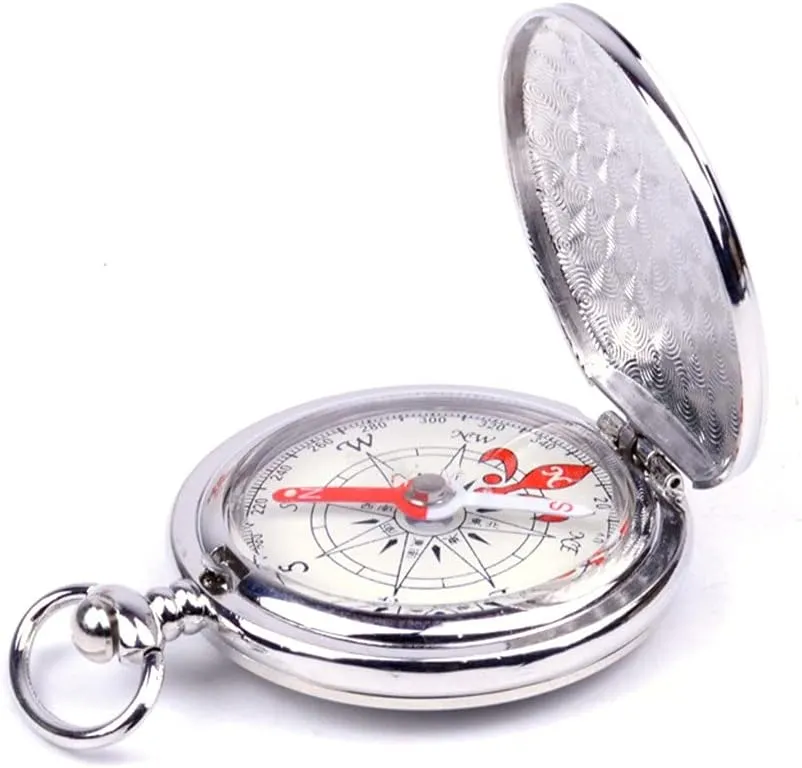 CSCDD Pocket Watch Flip Compass Portable Hiking Navigation Compass Luminous in The Dark Navigation Car Compass Keychain