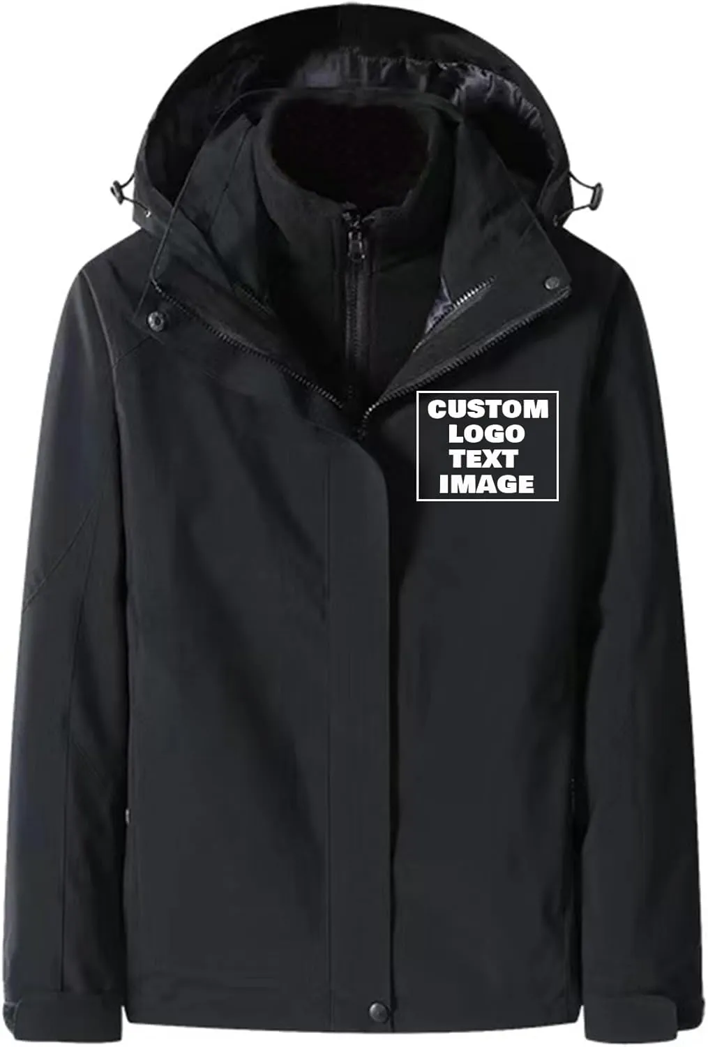 Custom Men's Women's 3-in-1 Ski Jacket Windproof Waterproof Raincoat Fleece Insulated Winter Hooded Coat