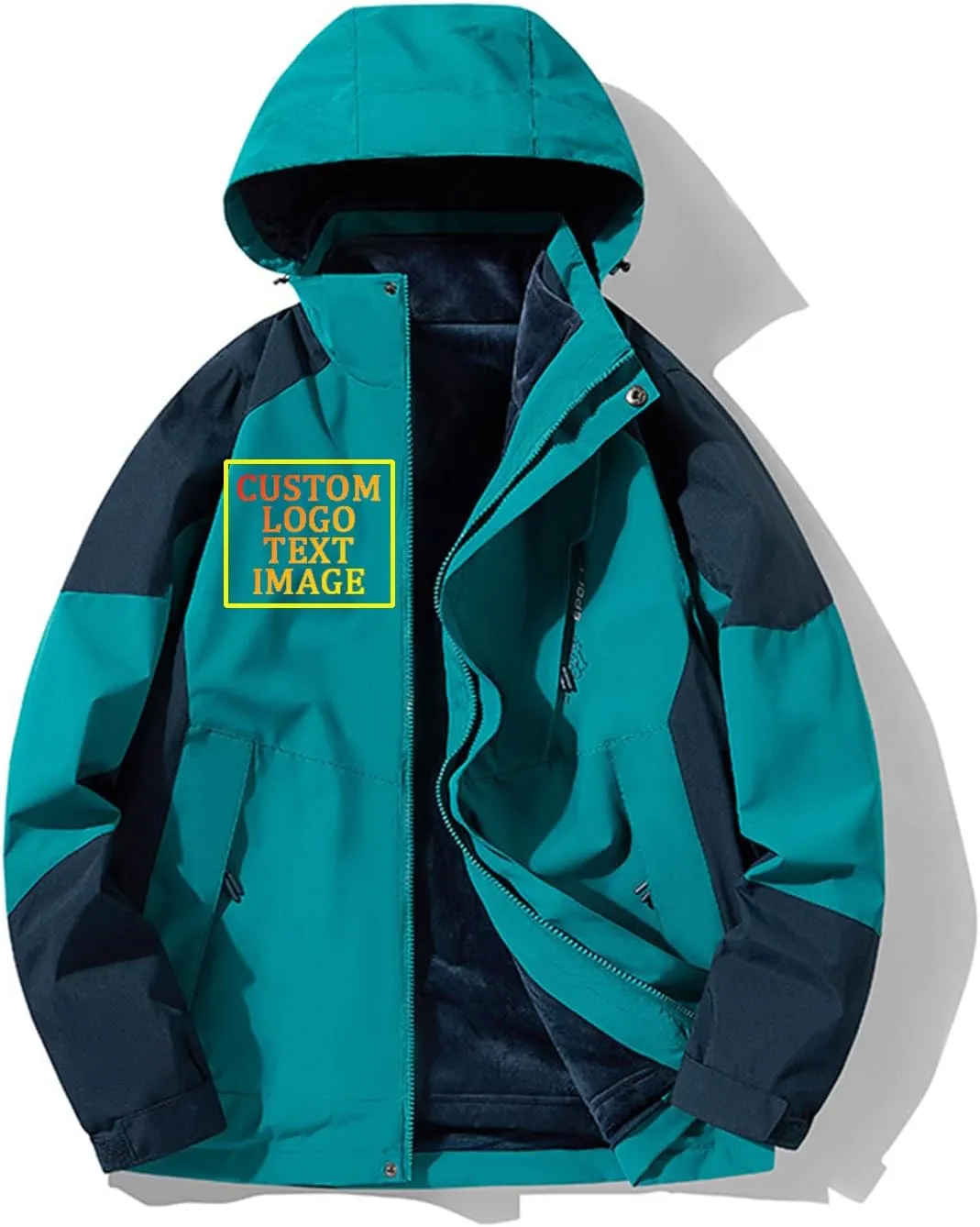 Custom Men's Women's 3-in-1 Ski Jacket Windproof Waterproof Raincoat Fleece Insulated Winter Hooded Coat