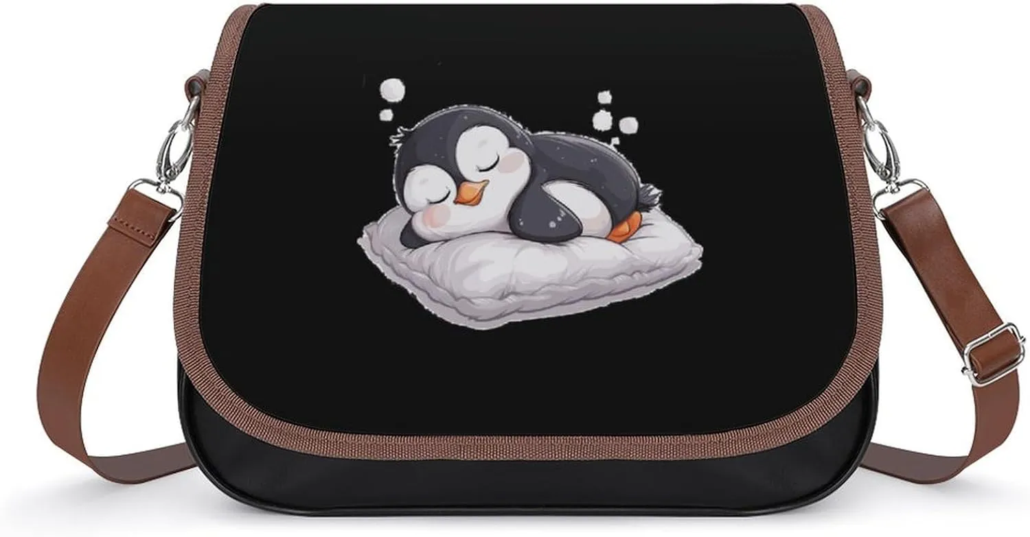 Cute Penguin Sleeping Crossbody Bags for Women Trendy Shoulder Satchel Purses Messenger Bag