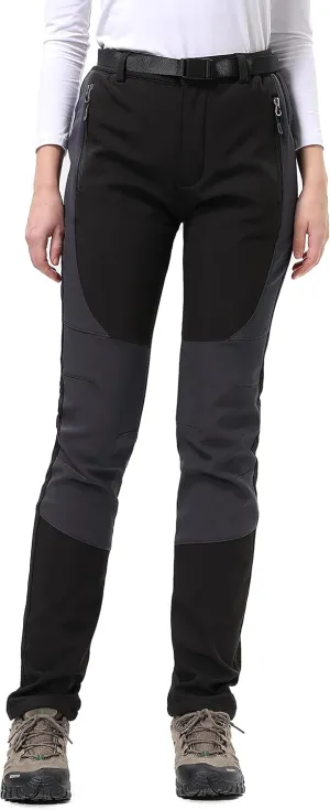 DAFENGEA Women's Snow Ski Pants Fleece Hiking Waterproof Windproof Softshell Outdoor Snowboard Pants