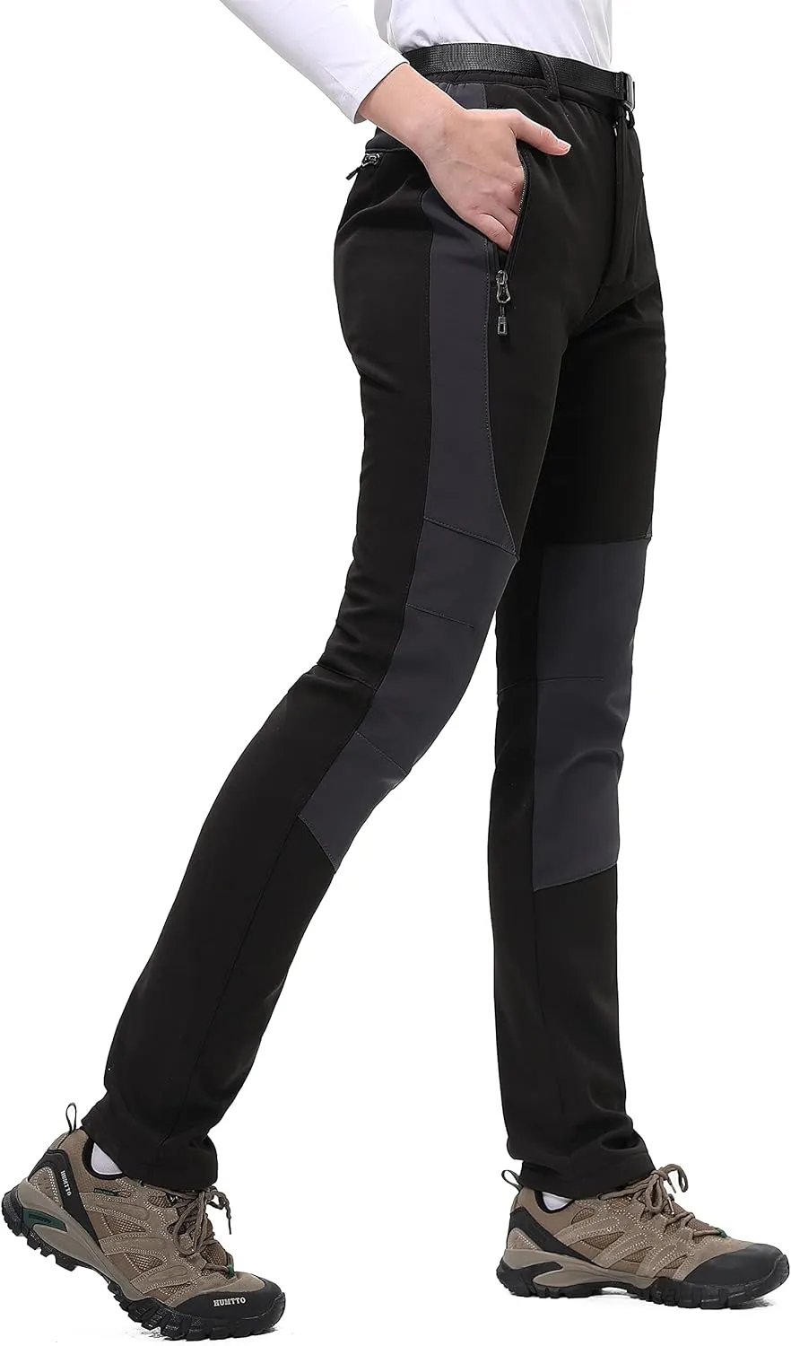 DAFENGEA Women's Snow Ski Pants Fleece Hiking Waterproof Windproof Softshell Outdoor Snowboard Pants