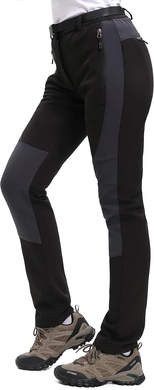 DAFENGEA Women's Snow Ski Pants Fleece Hiking Waterproof Windproof Softshell Outdoor Snowboard Pants
