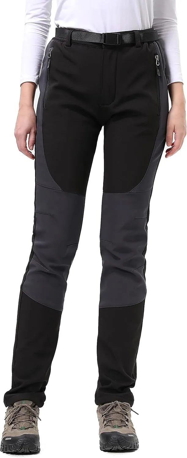 DAFENGEA Women's Snow Ski Pants Fleece Hiking Waterproof Windproof Softshell Outdoor Snowboard Pants