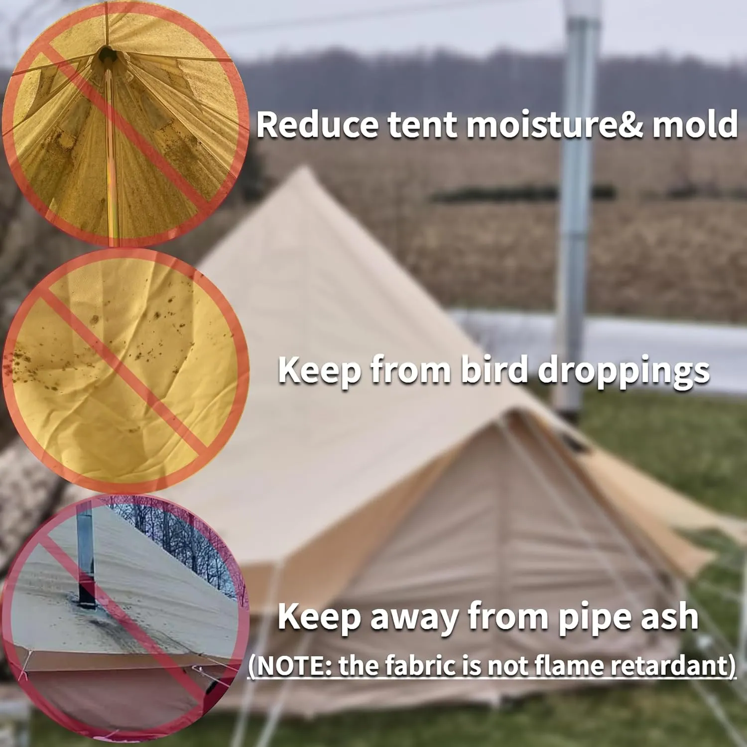 DANCHEL OUTDOOR 4 Season Bell Tent Rain Fly Cover Protector with/No Stove Jack, PU5000mm Waterproof Yurt Tent Tarp Oxford Nylon Glamping Accessories, Beige(9.8-20ft)