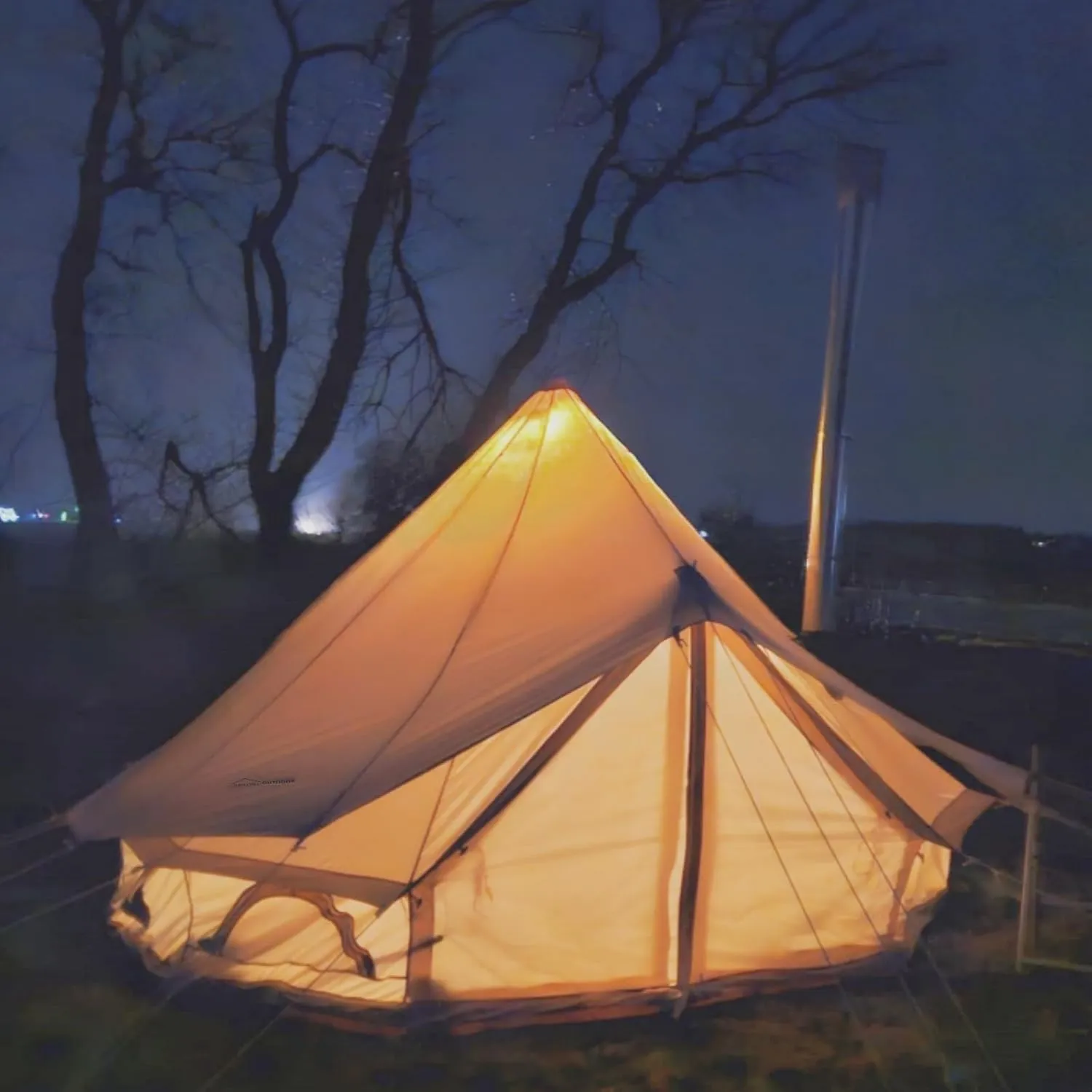 DANCHEL OUTDOOR 4 Season Bell Tent Rain Fly Cover Protector with/No Stove Jack, PU5000mm Waterproof Yurt Tent Tarp Oxford Nylon Glamping Accessories, Beige(9.8-20ft)
