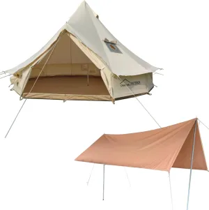 DANCHEL OUTDOOR B5PRO 4 Season Canvas Bell Tent for 4 Person with Camping Tent Tarp Sun Shade Glamping Accessories, 4m/13ft