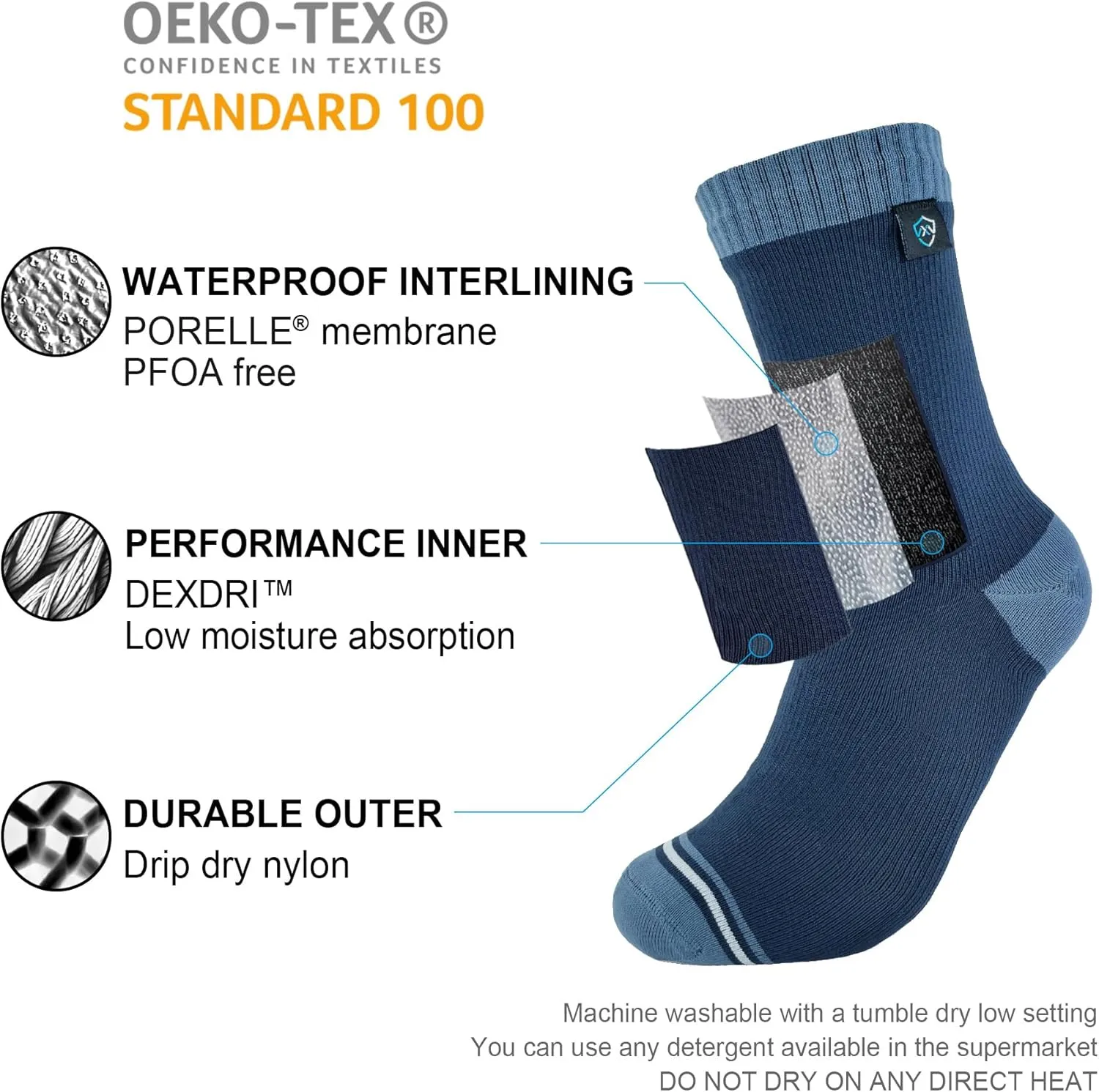 DexShell Waterproof Socks for Men & Women, Ultralite for Hiking Walking Outdoor Activities in Cold Wet Weather, Unisex Ankle