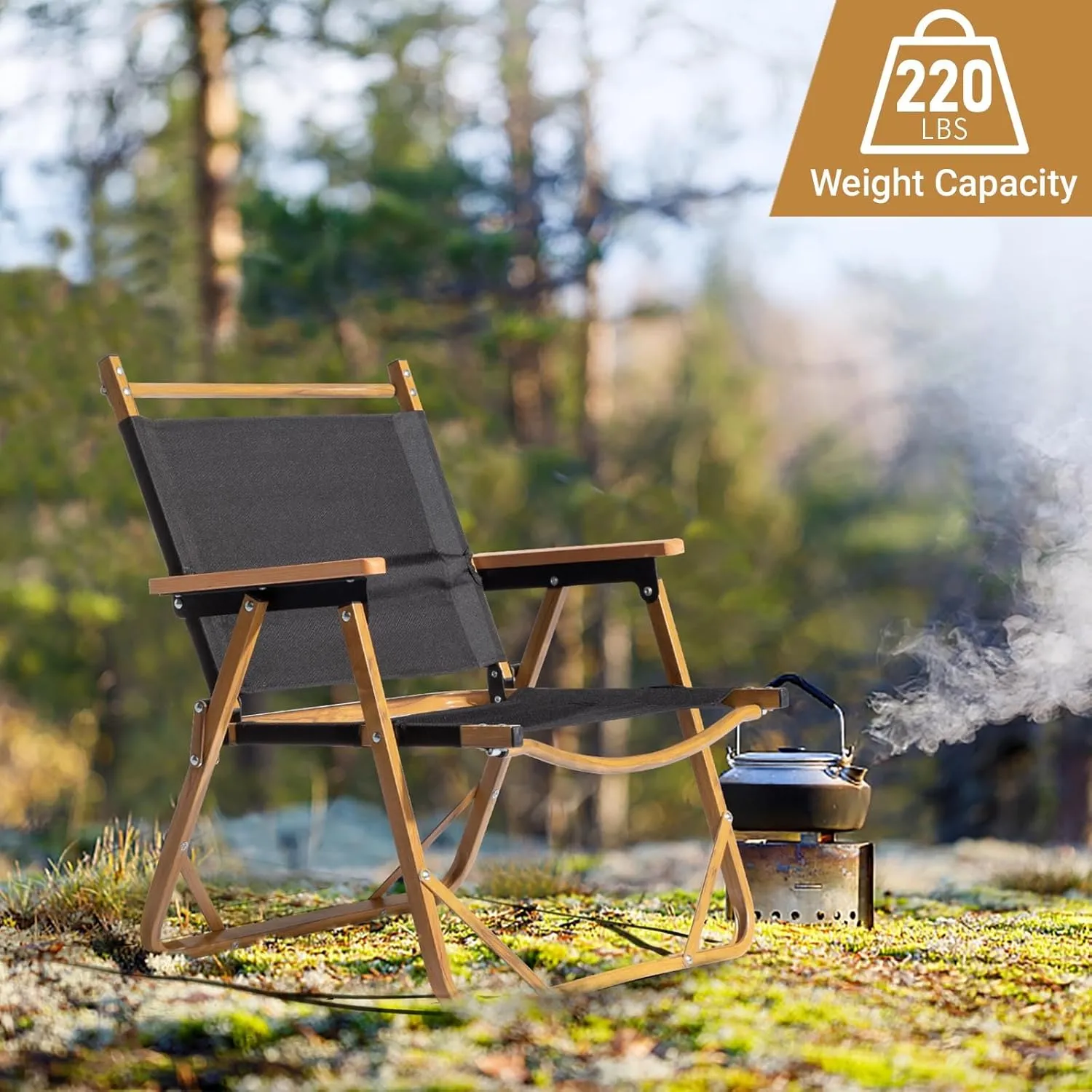 DHAEY Compact Folding Camping Chair – Heavy-Duty Aluminum Frame & 600D Fabric, Supports 220lbs, Lightweight & Portable for Travel, Fishing, Outdoor Events, Folds Small for Easy Storage & Transport