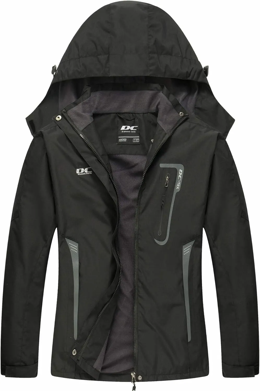 Diamond Candy Waterproof Rain Jacket Women Lightweight Outdoor Raincoat Hooded for Hiking skiing