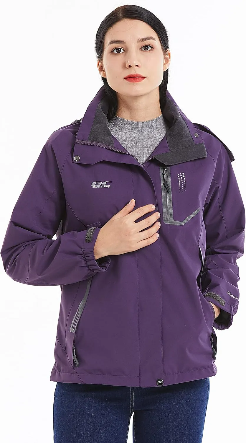 Diamond Candy Women's Waterproof Rain Jacket with Hood Lightweight Outdoors Raincoat
