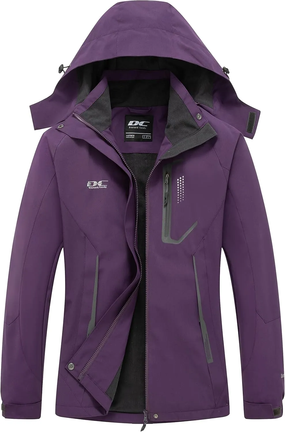 Diamond Candy Women's Waterproof Rain Jacket with Hood Lightweight Outdoors Raincoat