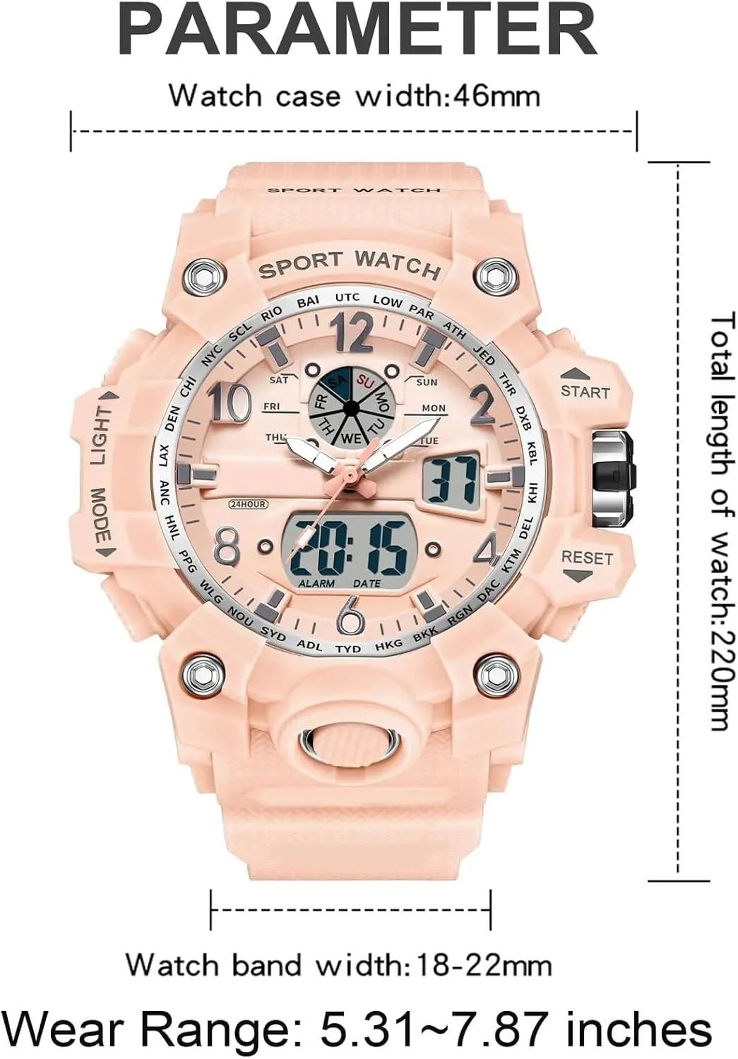 Digital Watch Womens, Military Watch for Tactical Watches Sports Outdoor Waterproof Digial Analog Alarm Stopwatch Big Face Wristwatch