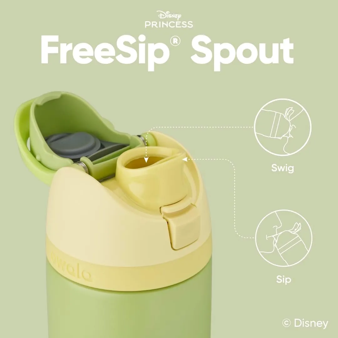 Disney Princess FreeSip Insulated Stainless Steel Water Bottle with Straw for Sports and Travel, BPA-Free Sports Water Bottle, 24 oz, Tiana