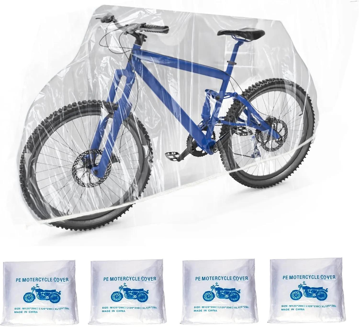 Disposable Clear Plastic Bike Cover One to Many Bikes - Waterproof Dust Covershed Waterproof Storage Outdoor Bicycles Indoor Universal