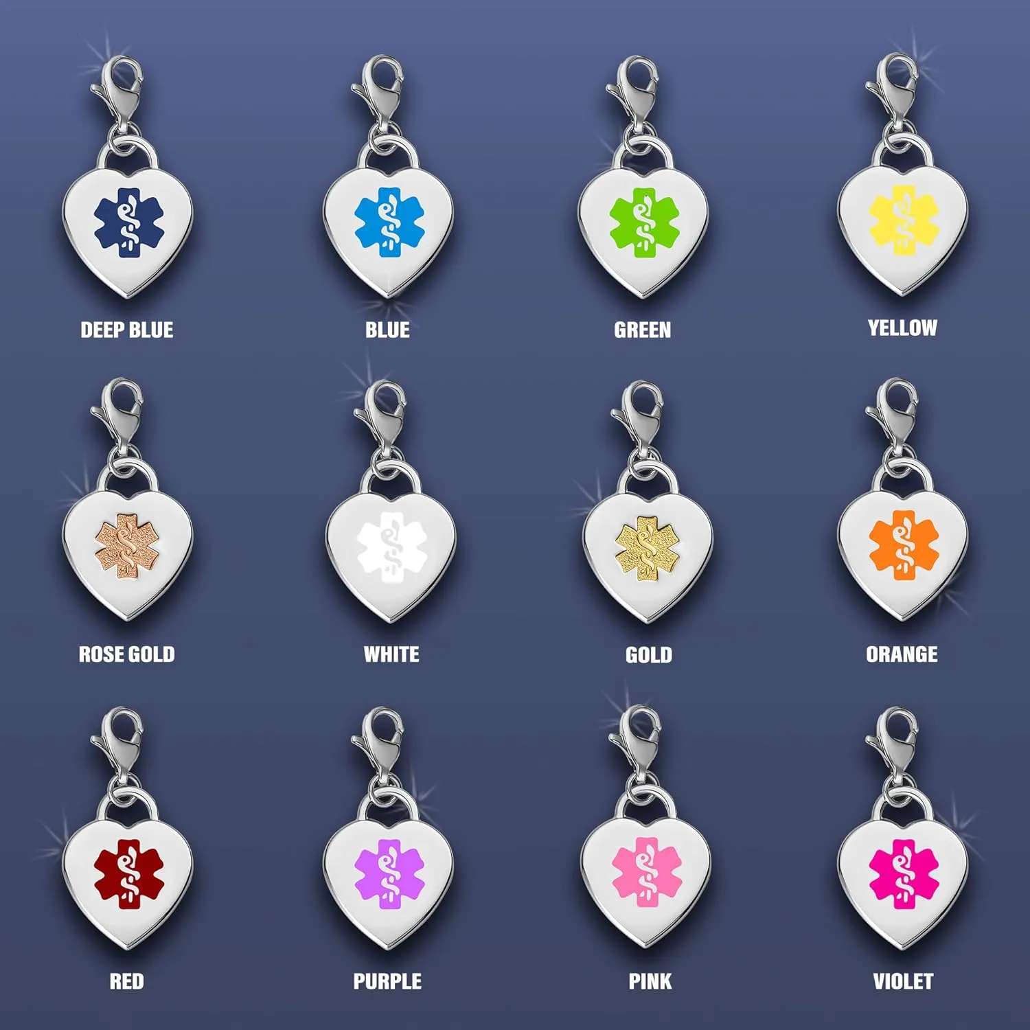 Divoti Deep Custom Laser Engraved Adorable Heart 316L Medical Alert Charm / Medical ID Charm w/ Lobster Clasp with Free Engraving