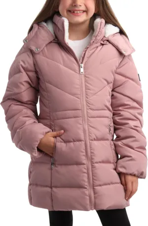 DKNY Girls’ Winter Coat – Heavyweight Anorak Puffer Coat with Cinched Waist – Sherpa Lined Insulated Jacket for Girls (4-16)