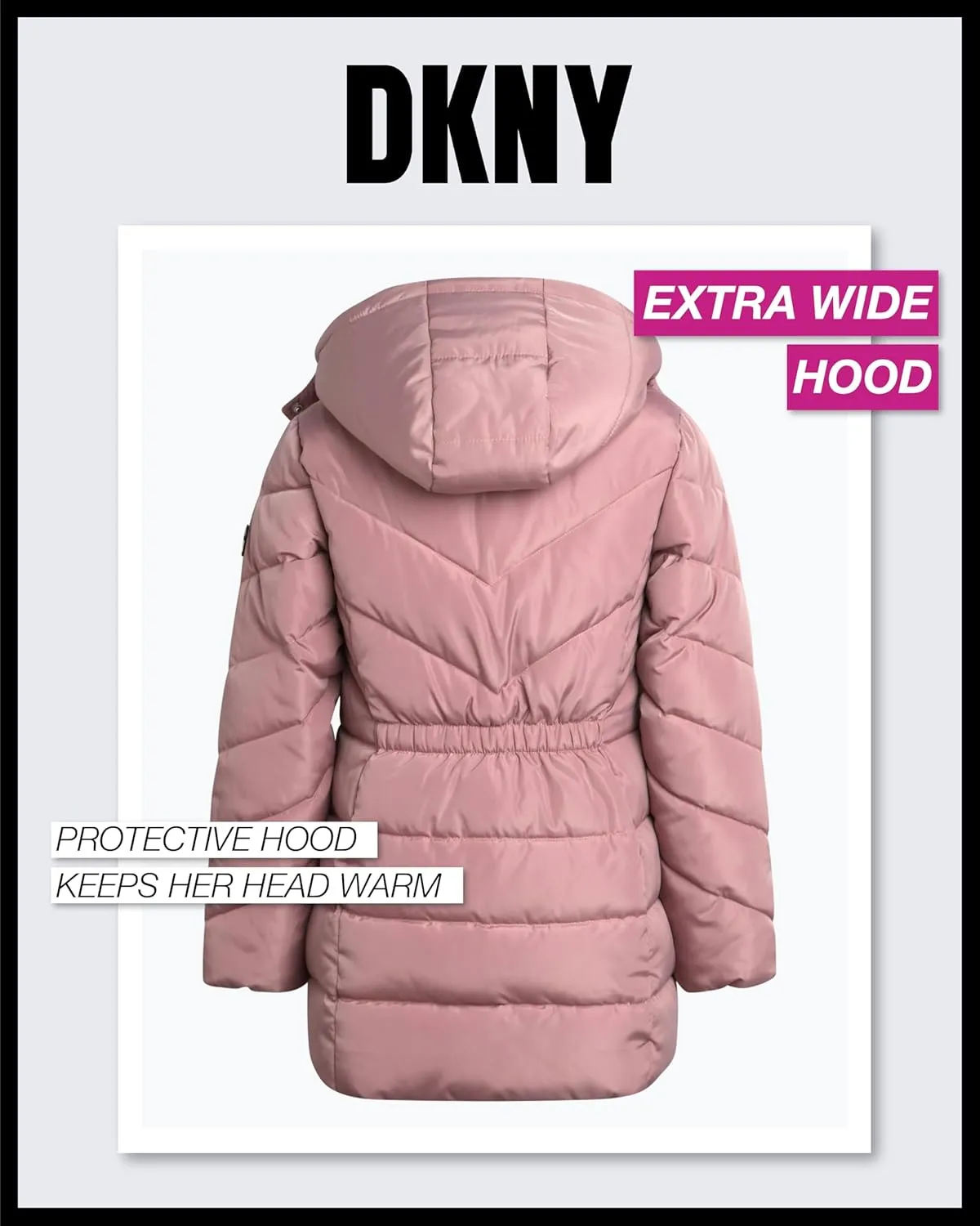 DKNY Girls’ Winter Coat – Heavyweight Anorak Puffer Coat with Cinched Waist – Sherpa Lined Insulated Jacket for Girls (4-16)