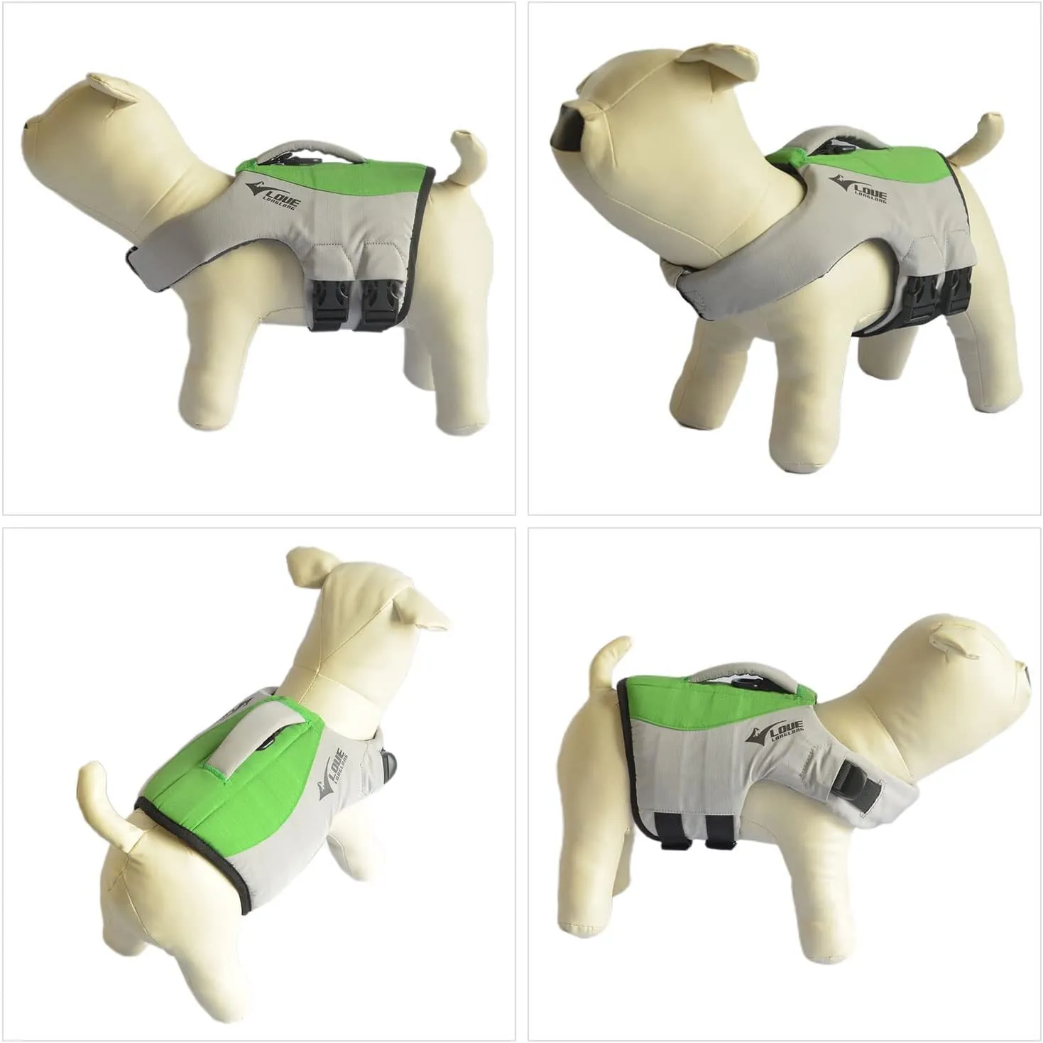 Dog Life Jacket, Sport Style Dog Float Coat with Excellent Buoyancy, Stylish Dog Swimming Safety Vest with Rescue Handle for Small Medium Large Dogs Green XS
