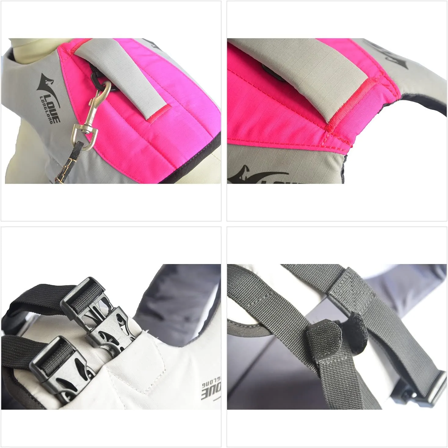 Dog Life Jacket, Sport Style Dog Float Coat with Excellent Buoyancy, Stylish Dog Swimming Safety Vest with Rescue Handle for Small Medium Large Dogs Rosered M