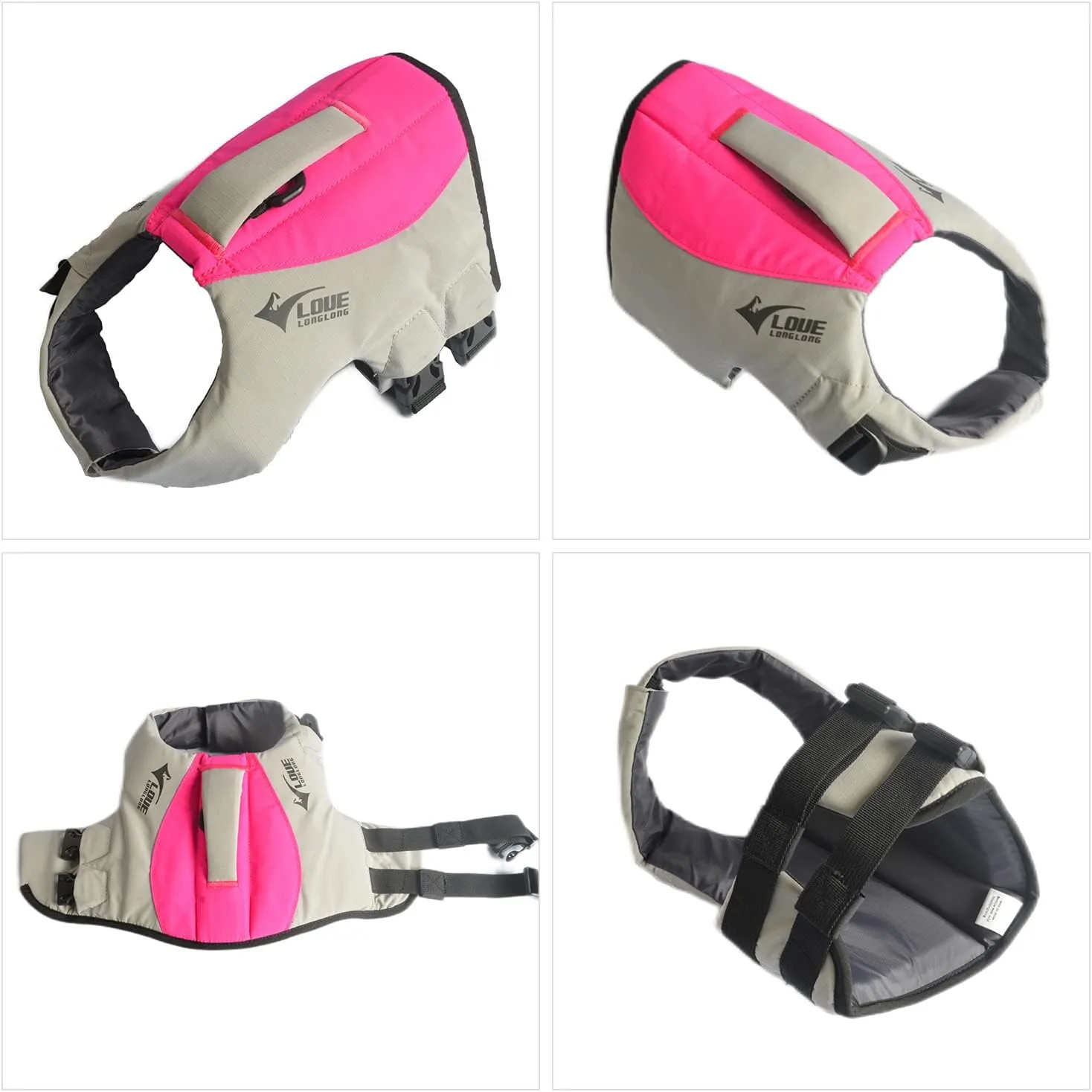 Dog Life Jacket, Sport Style Dog Float Coat with Excellent Buoyancy, Stylish Dog Swimming Safety Vest with Rescue Handle for Small Medium Large Dogs Rosered M