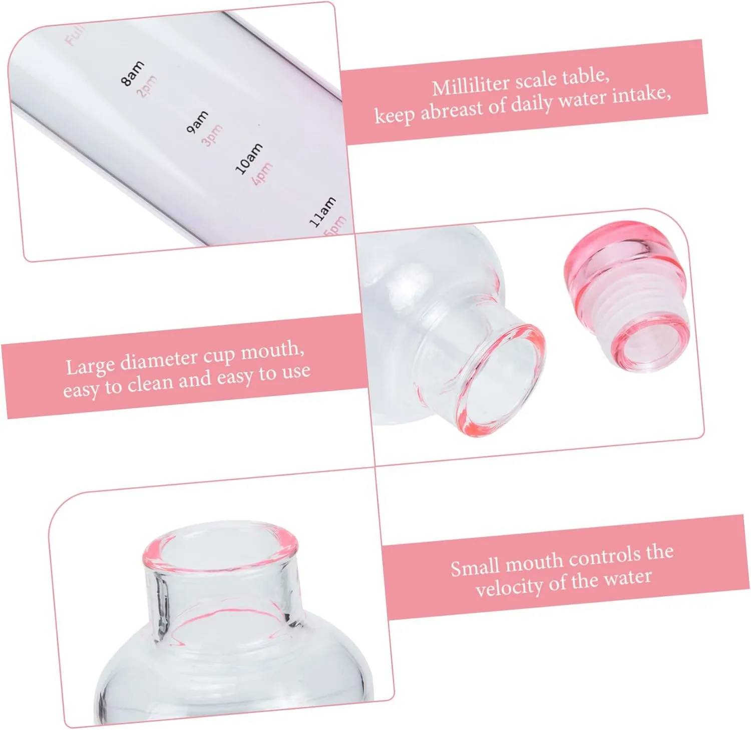 DOITOOL Decorative Glass Bottle Leakproof High Borosilicate Water Bottle Sports Fashion Portable