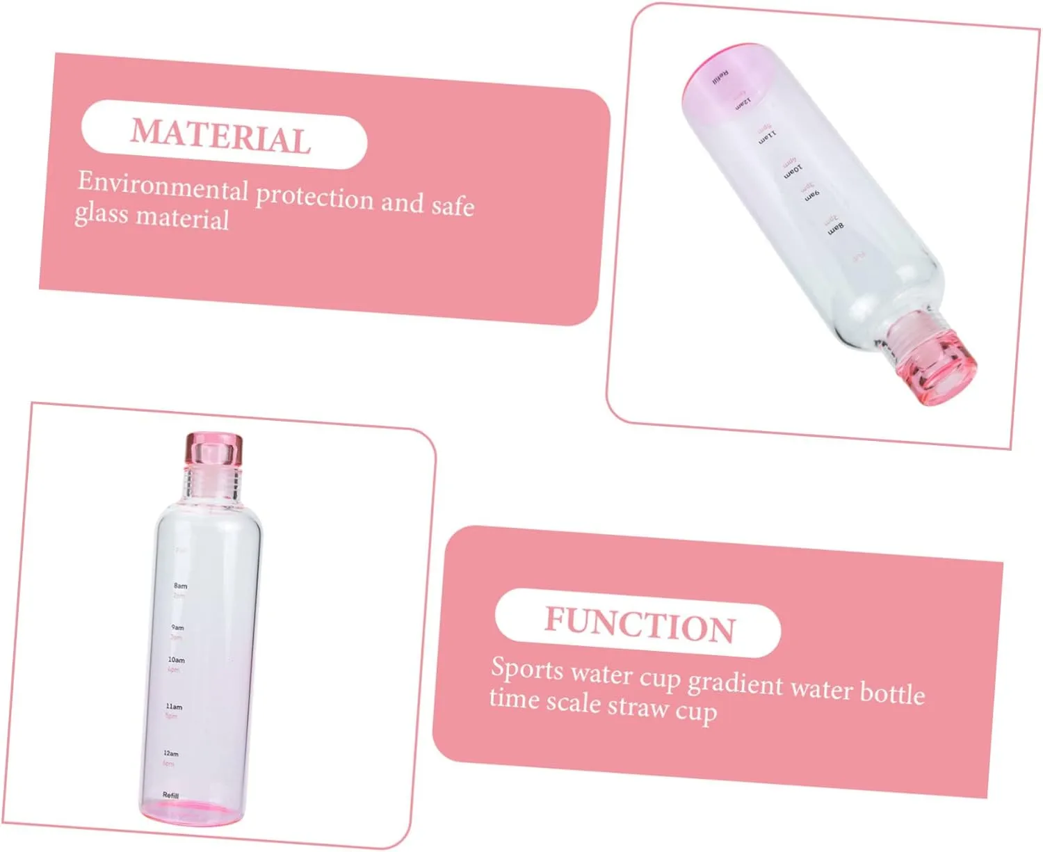 DOITOOL Decorative Glass Bottle Leakproof High Borosilicate Water Bottle Sports Fashion Portable