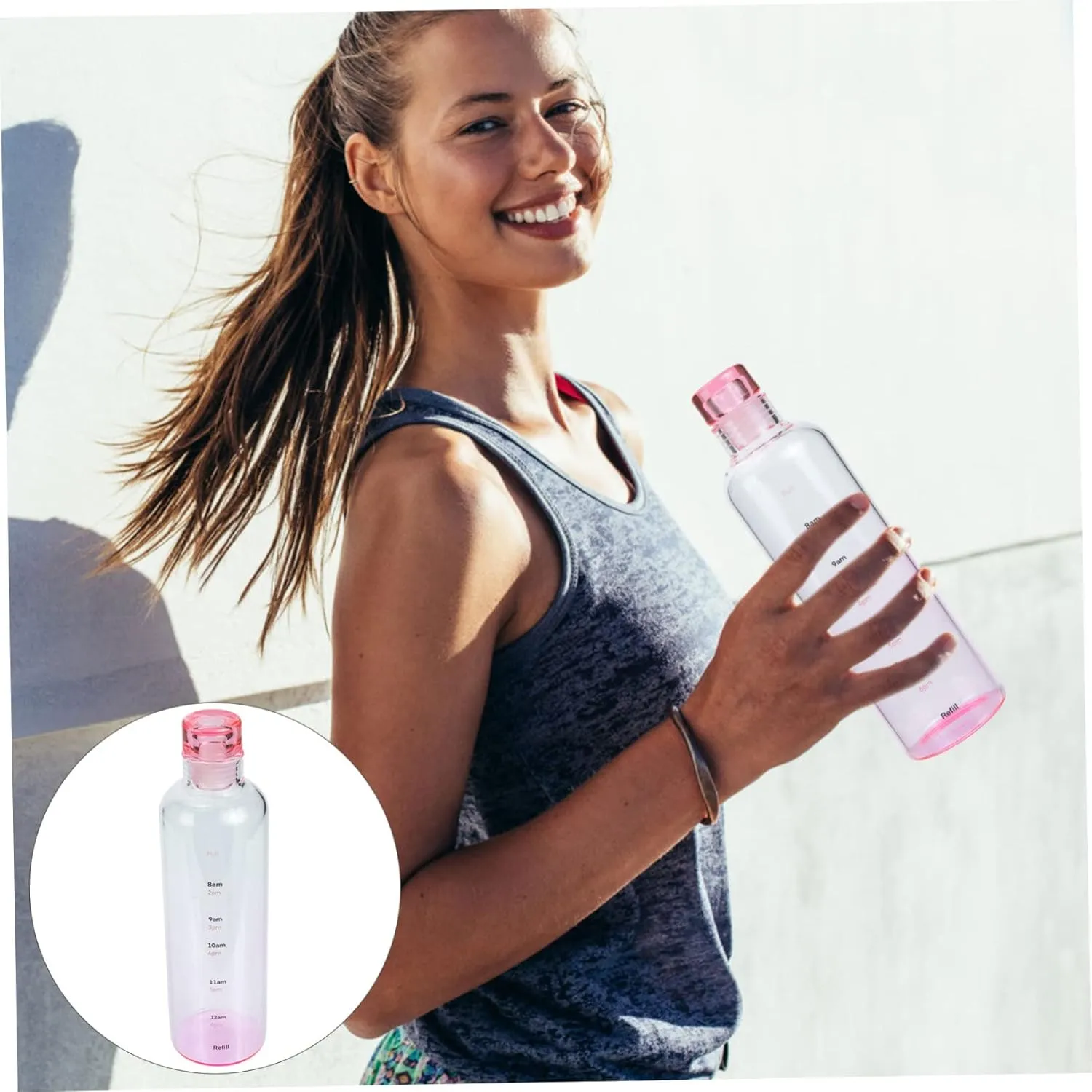 DOITOOL Decorative Glass Bottle Leakproof High Borosilicate Water Bottle Sports Fashion Portable