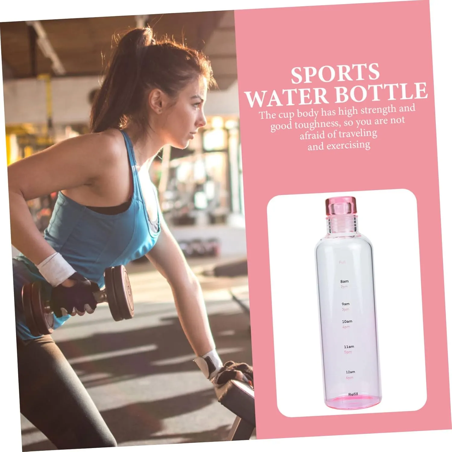 DOITOOL Decorative Glass Bottle Leakproof High Borosilicate Water Bottle Sports Fashion Portable
