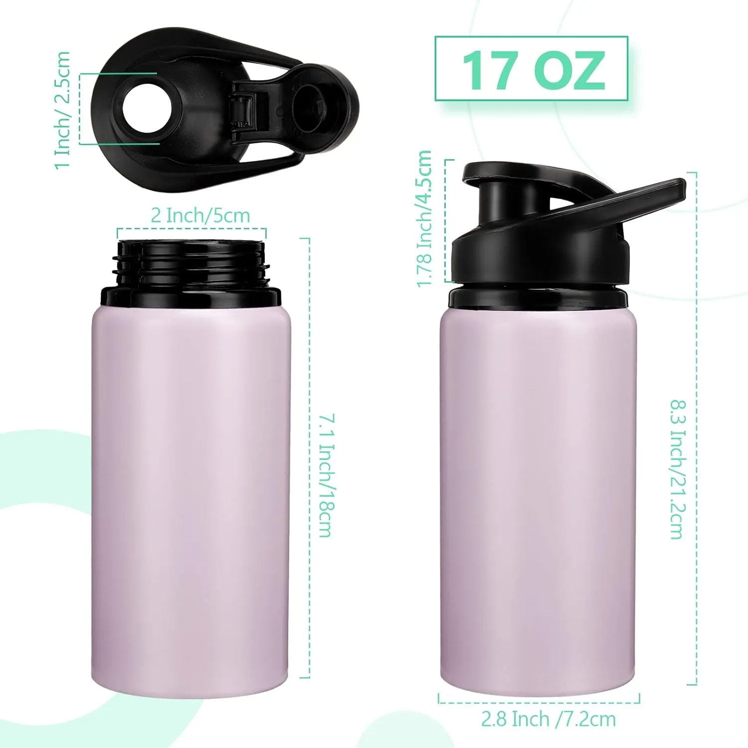 Domensi Aluminum Water Bottle Bulk Reusable Water Bottle, Lightweight Easy Carry Leakproof with Snap Lid Travel Bottles, for Gym Outdoor Sports Cycling Camping Fishing