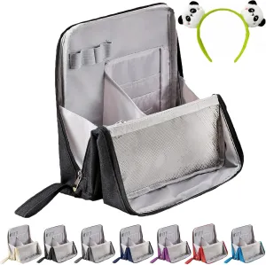 Doresty Makeup Bag, Multi-Purpose Large Capacity Oxford Cloth Standing Makeup Bag, Portable, Large Capacity, Waterproof with Compartments (Black)