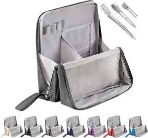 Doresty Makeup Bag, Reusable Portable Doresty Standing Makeup Bag Large Capacity, Folding Vertical Makeing Organizer Bags with Compartments for Travel Work Home (Gray)