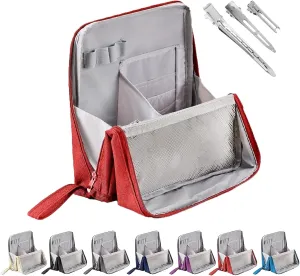 Doresty Makeup Bag, Reusable Portable Doresty Standing Makeup Bag Large Capacity, Folding Vertical Makeing Organizer Bags with Compartments for Travel Work Home (Red)