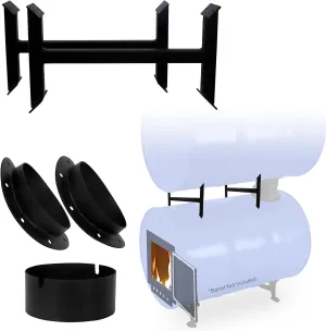 Double Barrel Wood Stove Kit for 55 Gallon Drum - Perfect for Emergency Heating & Cooking - Fire Wood Camp Stove