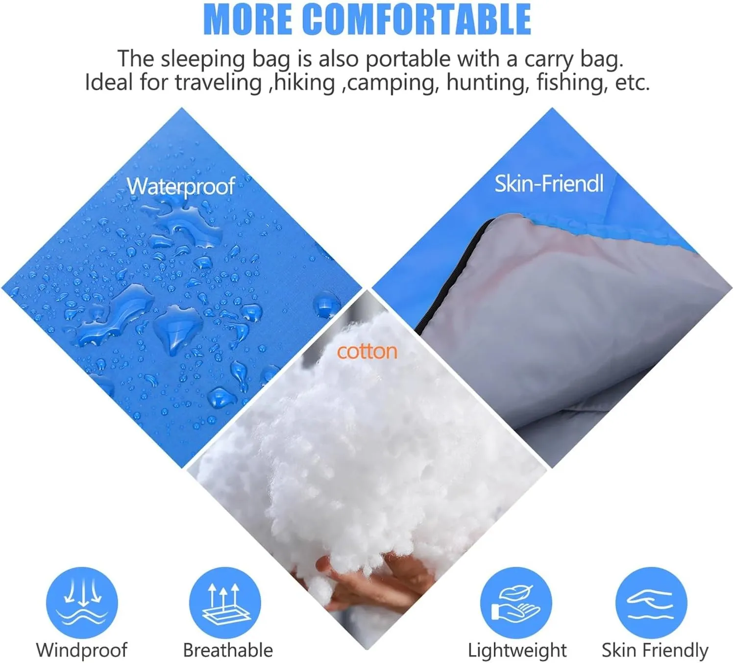 Double Sleeping Bag for Adults with 2 Pillows, 2 Person Sleeping Bag for Waterproof Large Sleeping Bags for Family Camping Backpacking Hiking Outdoor