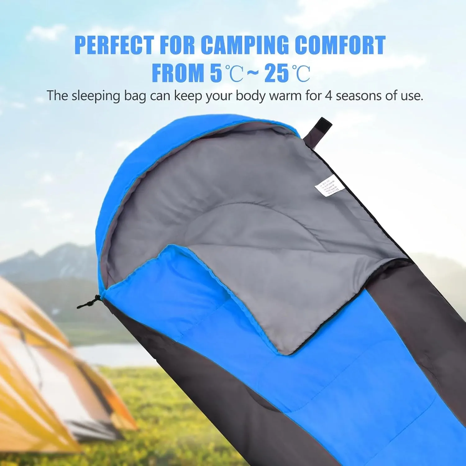 Double Sleeping Bag for Adults with 2 Pillows, 2 Person Sleeping Bag for Waterproof Large Sleeping Bags for Family Camping Backpacking Hiking Outdoor