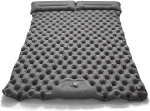 Double Sleeping Pad Extra Thick,Self Inflating Camping Mattress 2 Person with Pillow Built-in Foot Pump Reinforced Support Structure Inflatable Sleeping Mat Portable for Home Tent Backpacking Hiking