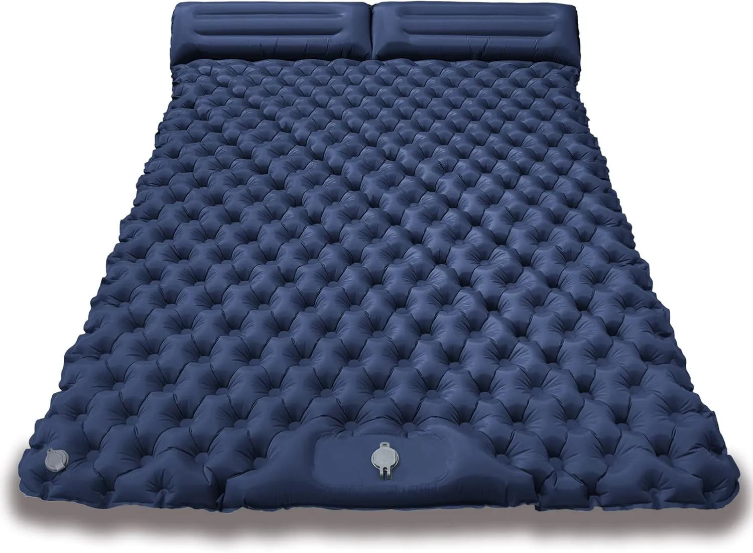 Double Sleeping Pad - Self Inflating Extra-Thick for 2 Person with Pillow Built-in Foot Pump Inflatable Sleeping Mat for Backpacking, Hiking, Traveling, Tent, Portable Camping Mat (Navy Blue)