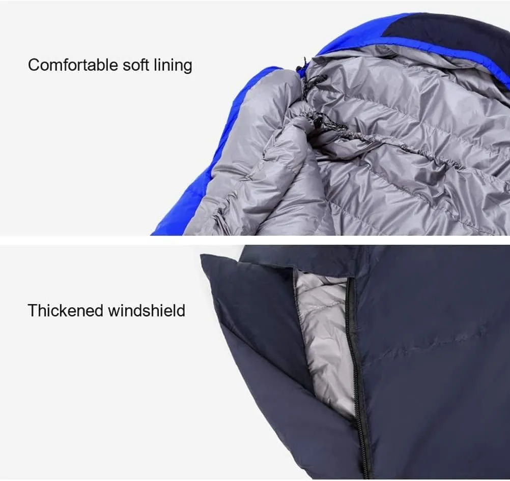Down Sleeping Bag 3-4 Seasons, 210 * 80 cm, Water Resistant Sleeping Bag for Outdoors Camping Backpacking Hiking Trekking and Outdoor Activities Survival Equipment