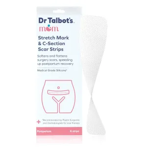 Dr. Talbot's Mom Stretch Mark & C-Section Scar Strips - Medical Grade Silicone Scar Strips to Soften and Flatten Surgical Scars - 6 Count (60-Day Supply)