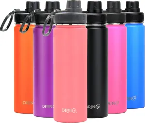 DRINCO Stainless Steel Water Bottle Spout Lid Vacuum Insulated Double Wall Water Bottle Wide Mouth (40oz 32oz 22oz 18oz 14oz) Leak Proof Keeps Cold or Hot (22 oz, 22oz Coral Paradise)