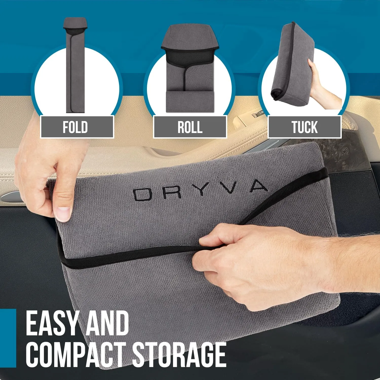DryvaSeat - Premium Microfiber Towel Car Seat Cover - Waterproof & Sweatproof - Universal Fit, Machine Washable, Non-Slip - Seat Protector for Car, Truck, SUV, Van (Gray, 1 Pack)