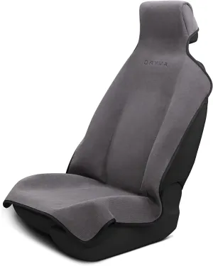 DryvaSeat - Premium Microfiber Towel Car Seat Cover - Waterproof & Sweatproof - Universal Fit, Machine Washable, Non-Slip - Seat Protector for Car, Truck, SUV, Van (Gray, 1 Pack)