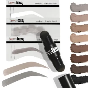 Dual-Color Eyebrow Stamp Stencil Kit with 9 Reusable Eyebrow Stencils for Professional Brow Stamping Shaping Kit and Instant Long Lasting Filling and Waterproof Tinting Definer