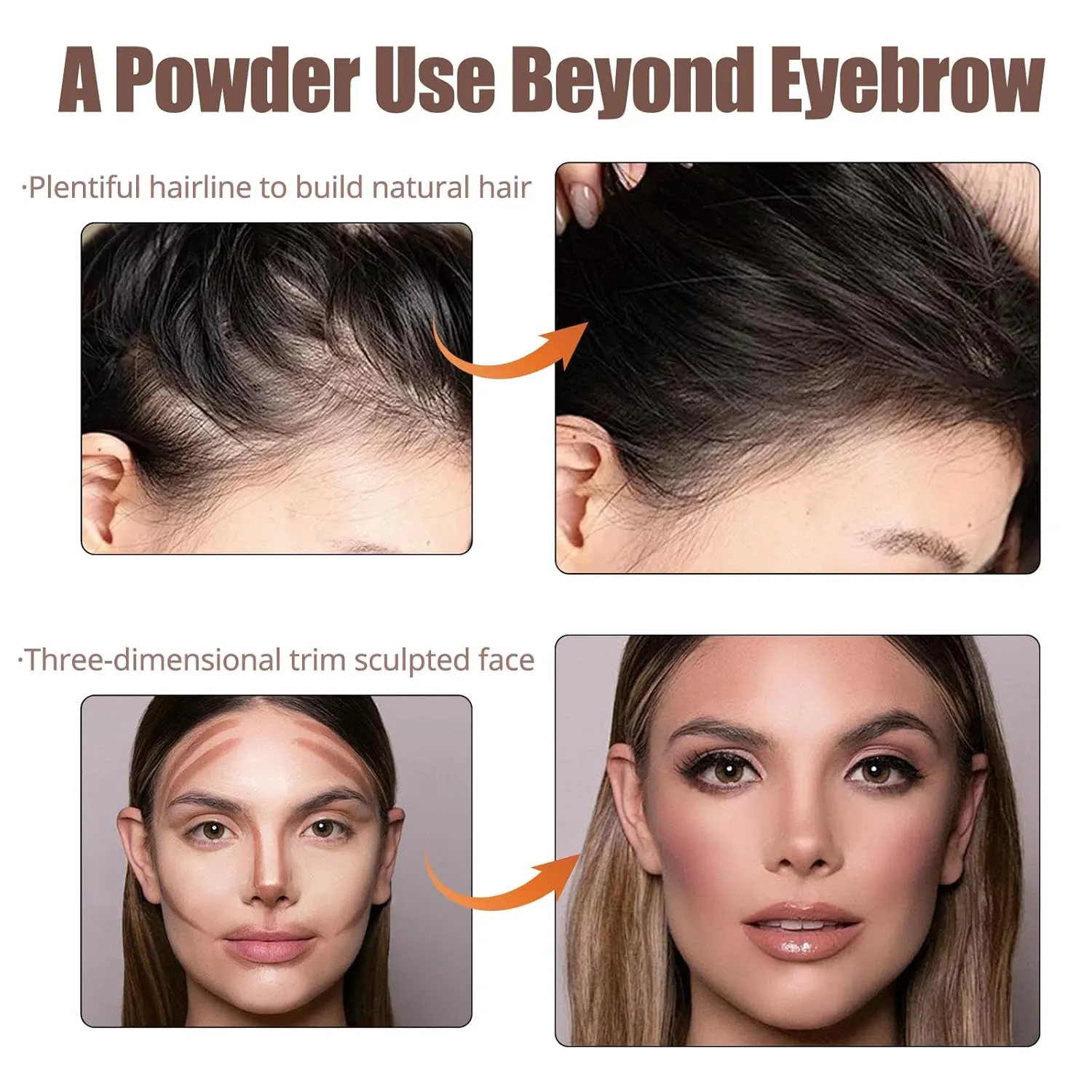 Dual-Ended Unidollss Eyebrow Stamp Stencil Kit for Women,Waterproof Eye brow Stamp Powder, Natural Fill, Define & Shape Brows - Sweatproof Eyebrow Stencils(Black & Gray)